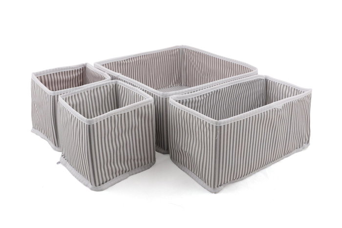 Hermia D2 Set Organizador Gris y Blanco de Tejido, 4 Piezas para el Hogar, Duradero y Elegante